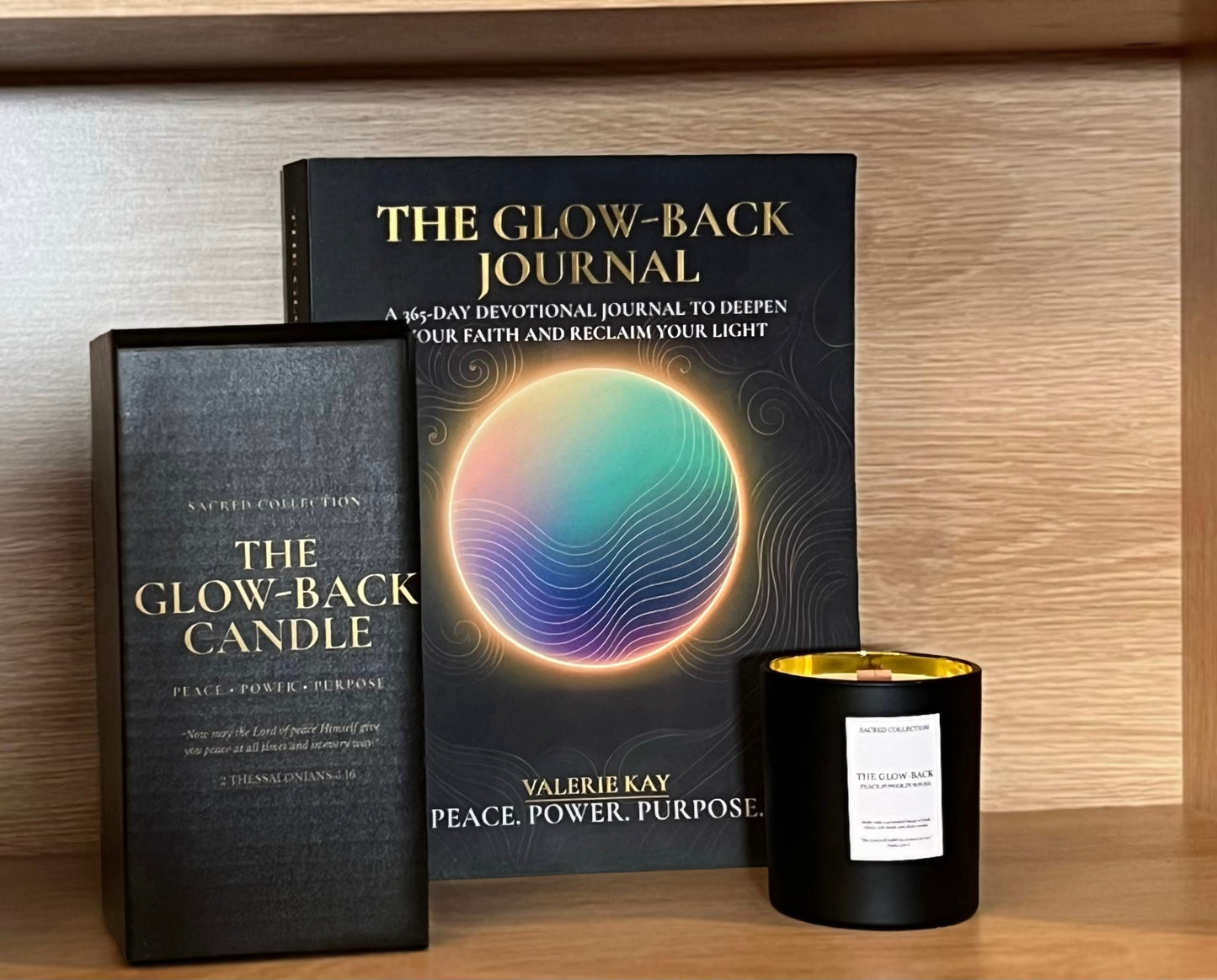 The Glow-Back Sacred Set A guided journal and sacred candle to help you reflect, reset, and reconnect.