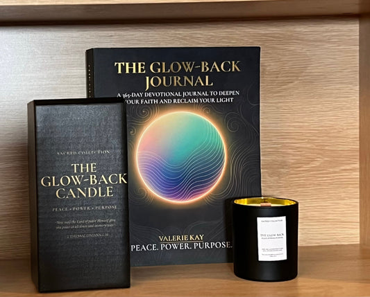 The Glow-Back Sacred Set A guided journal and sacred candle to help you reflect, reset, and reconnect.